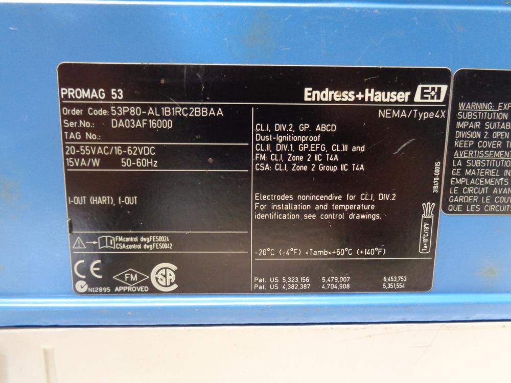 Endress Hauser Promag 53 Flow Meter 53p80 Al1b1rc2bbaa