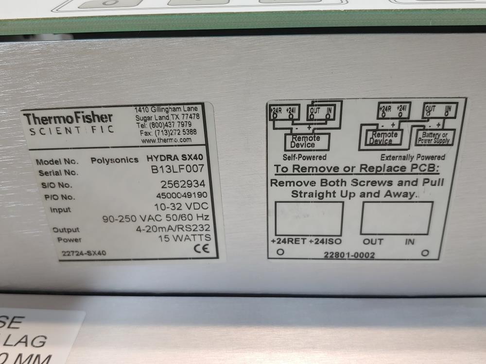 Thermo Fisher Polysonics Hydra SX40 Dedicated Dual Doppler Flowmeter