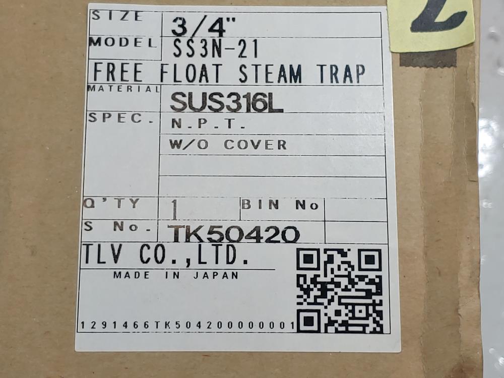 TLV 3/4" NPT Free Float Steam Trap SS3N-21