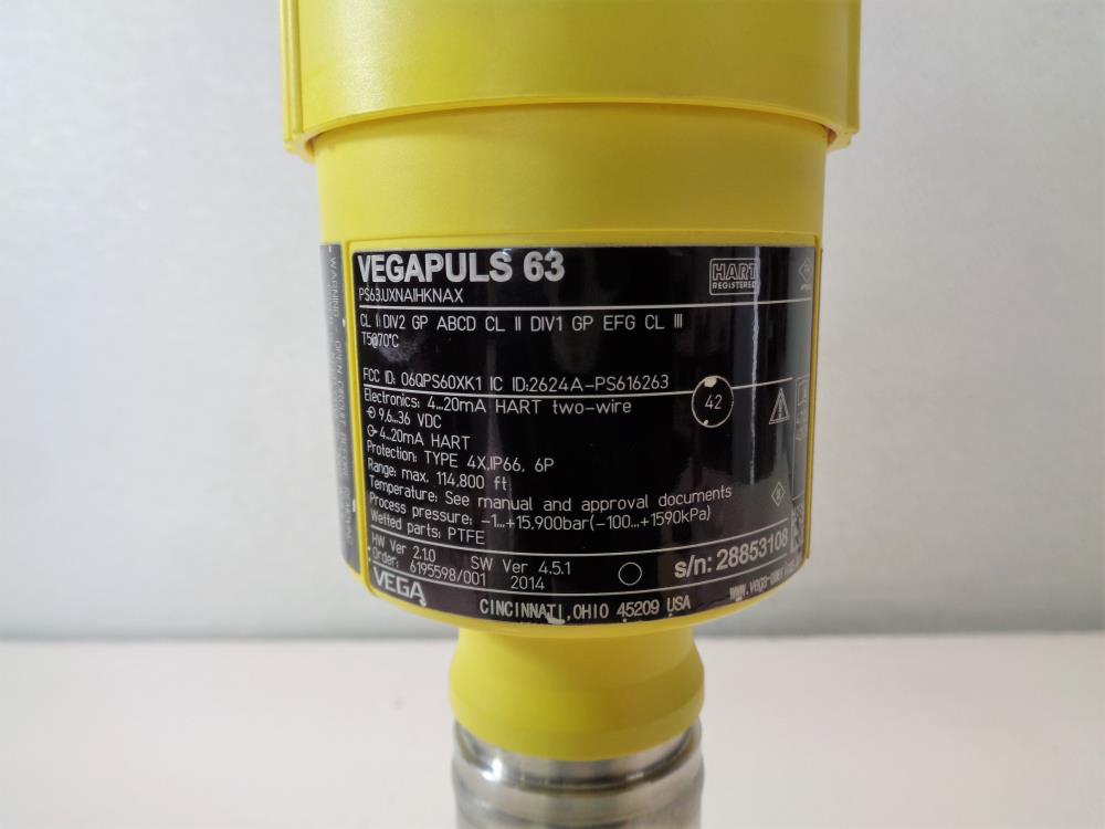 Vega Vegapuls 63 Level Sensor PS63.UXNAIHKNAX w/ 3