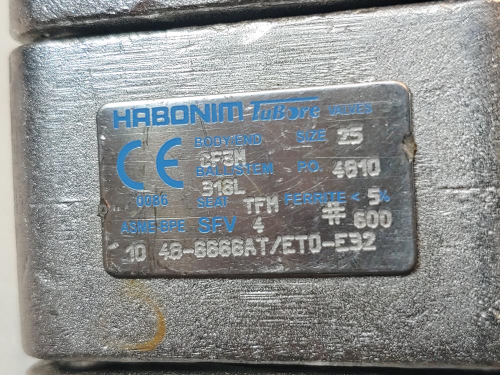 Habonim 1" Weld Sanitary Ball Valve, Stainless,10 48-6666AT/ETO-E32