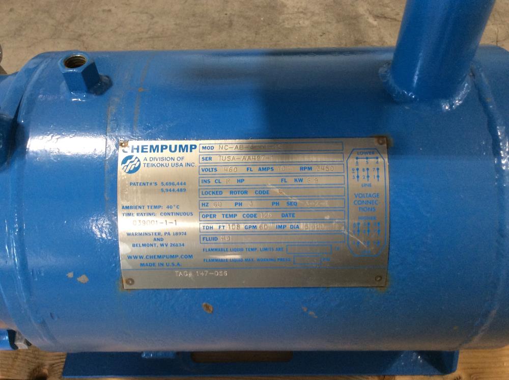 Teikoku ChemPump Canned Motor Pump NC-AB-6-N1-1S