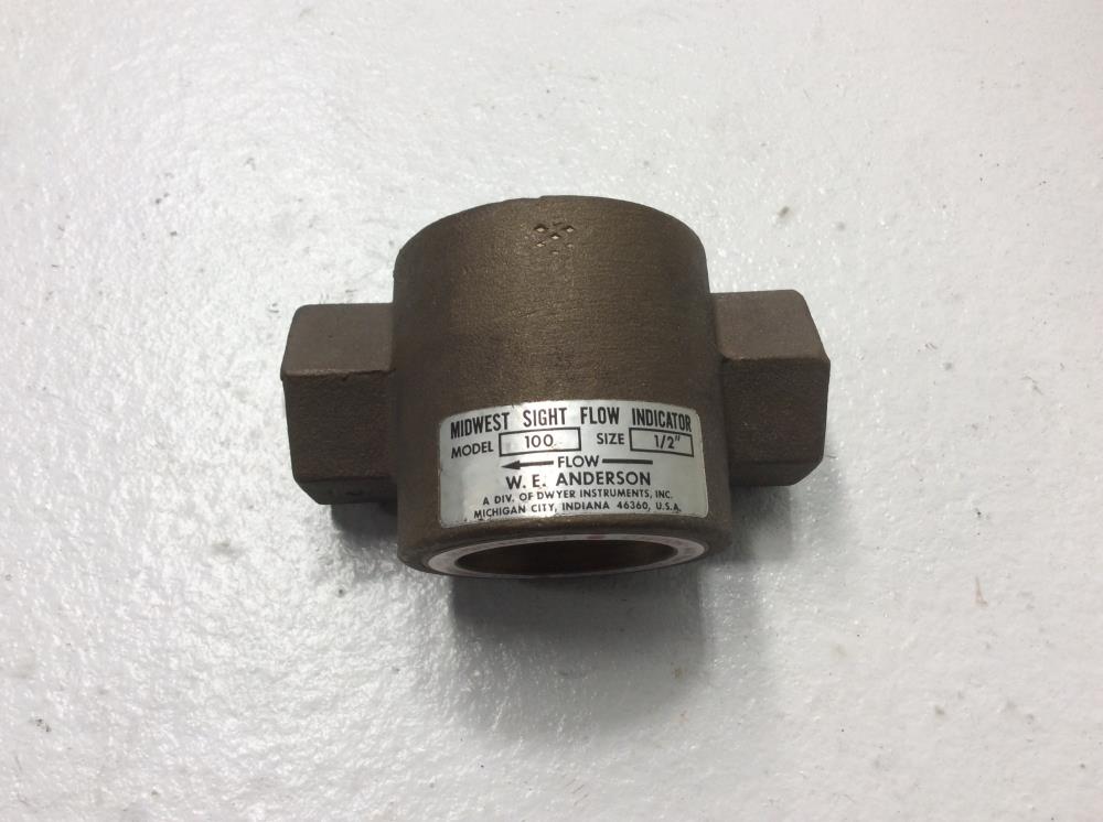 W. E. Anderson 1/2" NPT Bronze Midwest Sight Flow Indicator W/ Rotor, Model 100