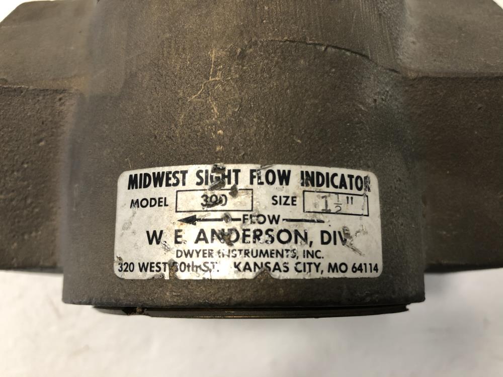 W.E. Anderson 1-1/2" NPT Bronze Midwest Sight Flow Indicator W/ Rotor #300