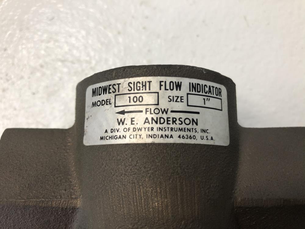 W.E. Anderson 1" NPT Bronze Midwest Sight Flow Indicator W/ Rotor #100