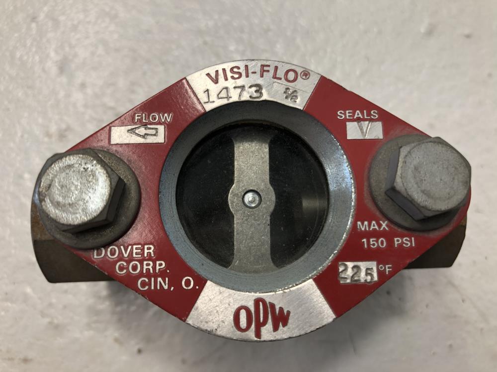 OPW Visi-Flo 1/2" NPT CF8M Sight Flow Indicator W/ Drip Tube #1473