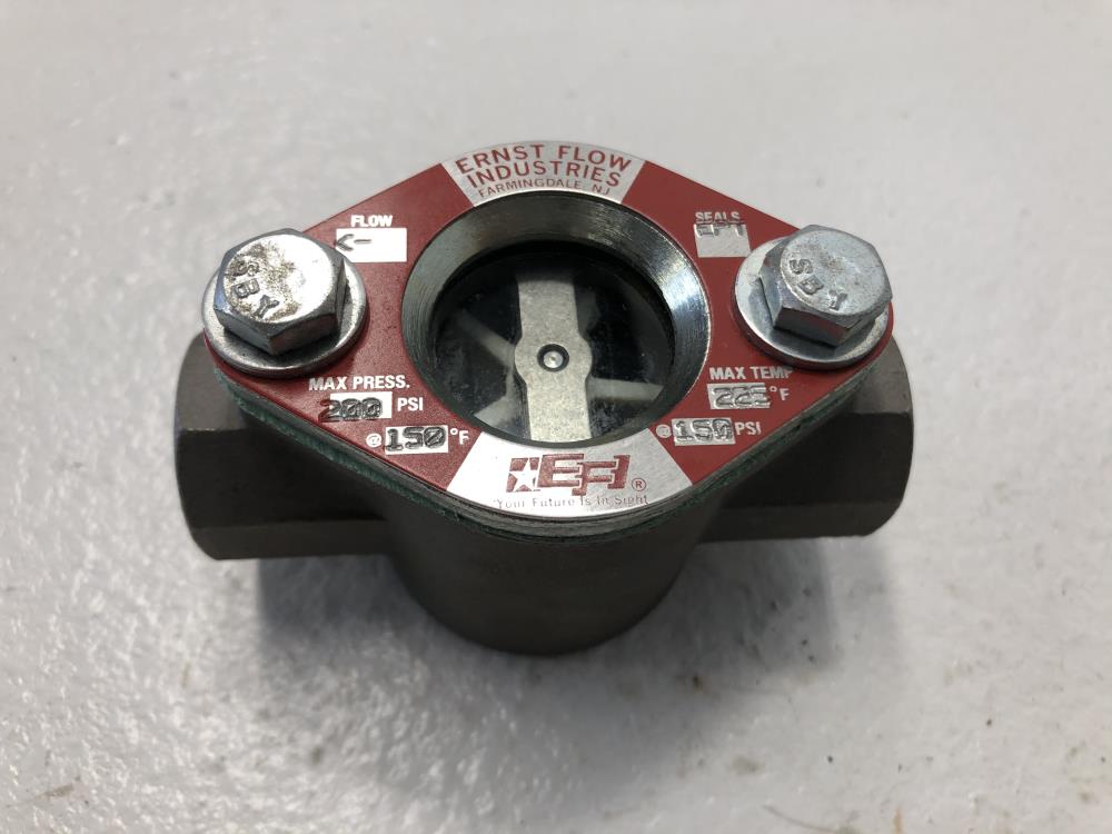 Ernst Flow Industries 1/2" NPT CF8M Sight Flow Indicator W/ Rotor