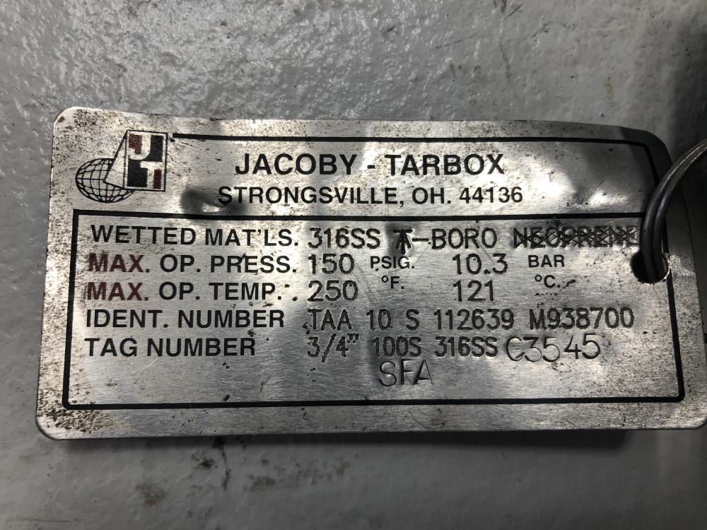 Jacoby Tarbox 3/4" NPT CF8M Sight Flow Indicator W/ Flapper 100S-3/4C