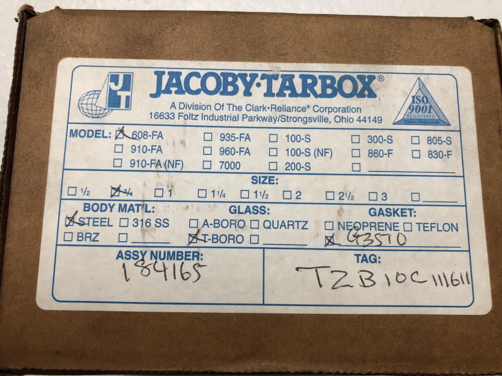 Jacoby Tarbox 608-FA 3/4" Flanged Steel Sight Flow Indicator w/ Drip Tube