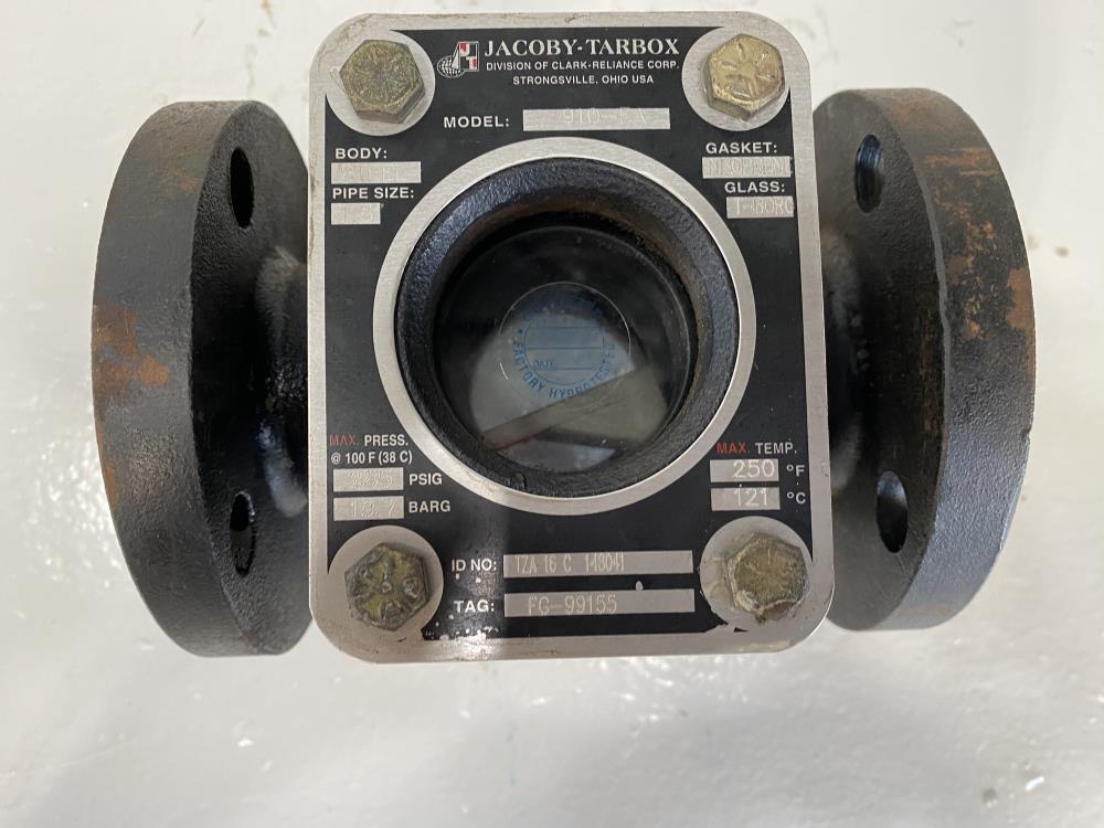 Jacoby Tarbox 1-1/2" Flanged WCB Sight Flow Indicator w/ Flapper 910-FA