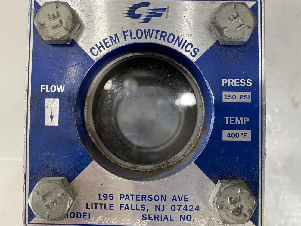 Chem Flowtronics 1" Flanged 150# Sight Flow Indicator w/ Drip Tube SF100-SS-25