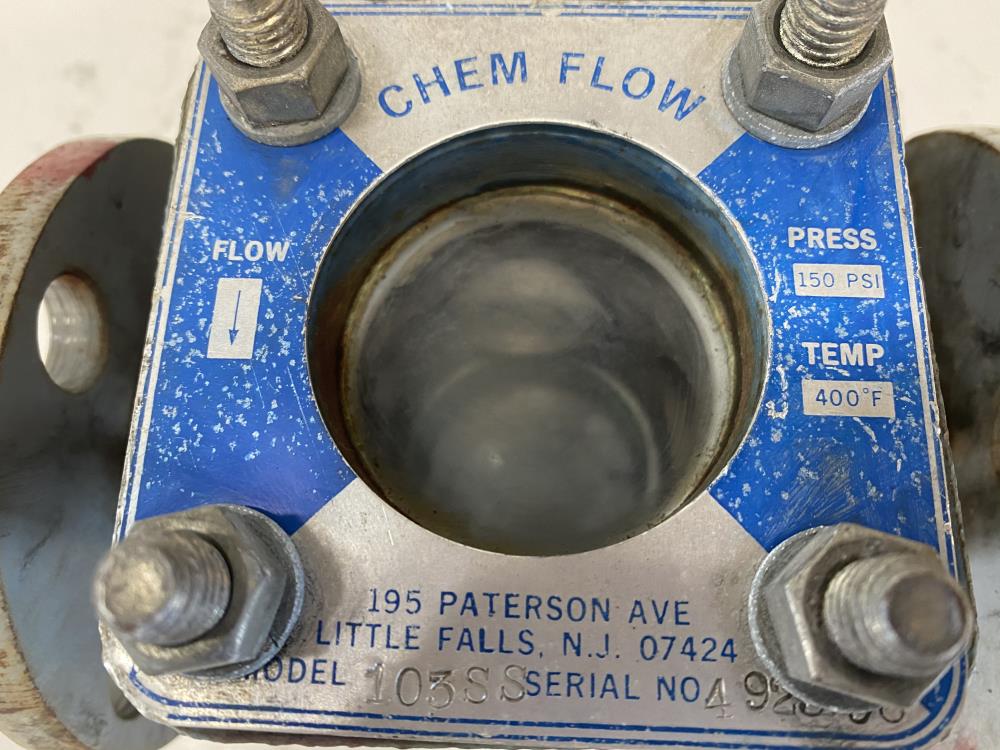 Chem Flowtronics 1" Flanged 3-Way Sight Flow Indicator w/ Drip Tube 103SS