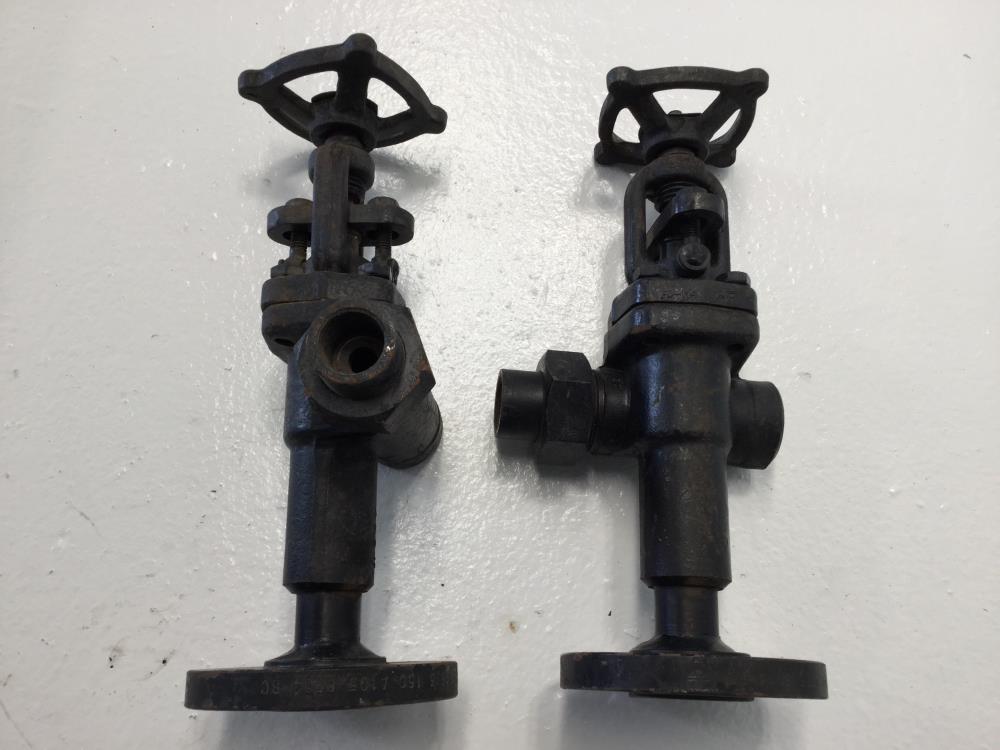 Pair of Jerguson 1” x 3/4” Flanged 150# A105 Gagecock Valves 77BL