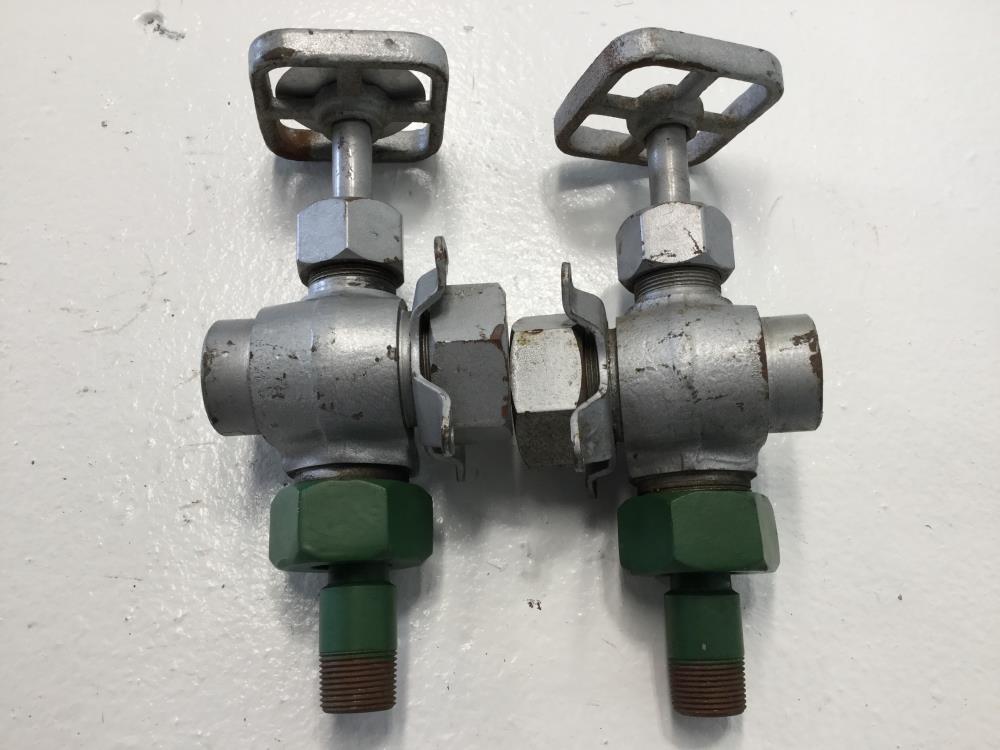 Pair of Penberthy 1/2” x 3/4” Steel Gagecock Valves 64875-000, N2AJ