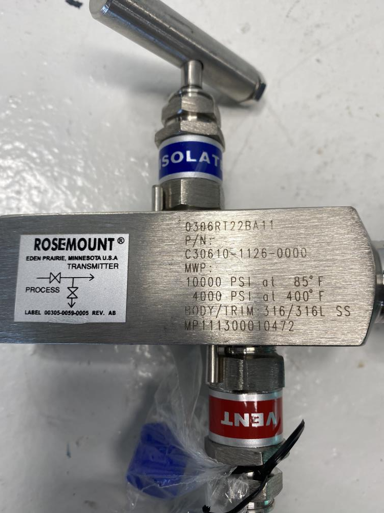 Rosemount 3051 Pressure Transmitter w/ Manifold Valve 3051TG3A2B21AB4S5E5M5Q4
