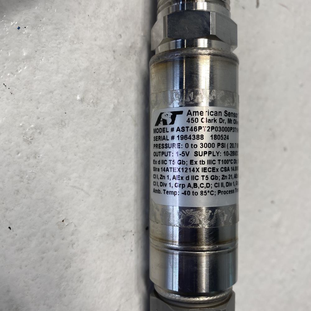 American Sensor 0 to 3000 PSI Pressure Transmitter AST46PT2P03000P3T1H184