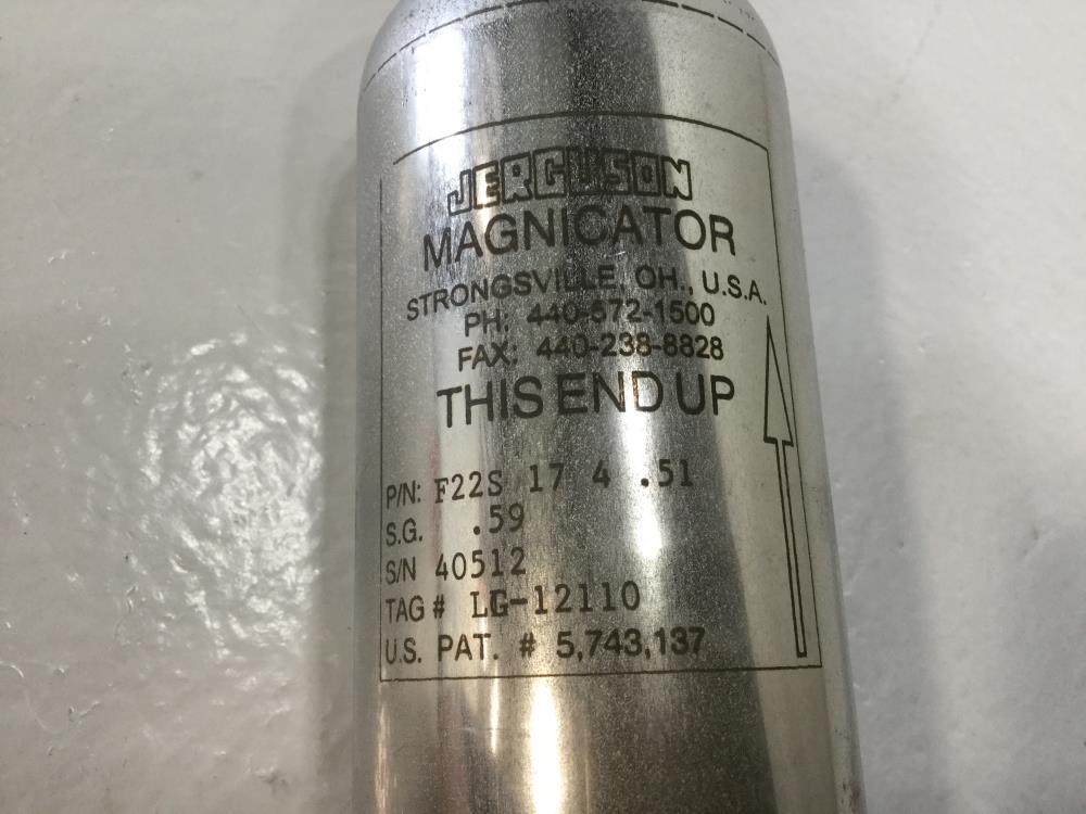Jerguson Magnicator Magnetic Level Float F22S 17 4 .51, Stainless Steel