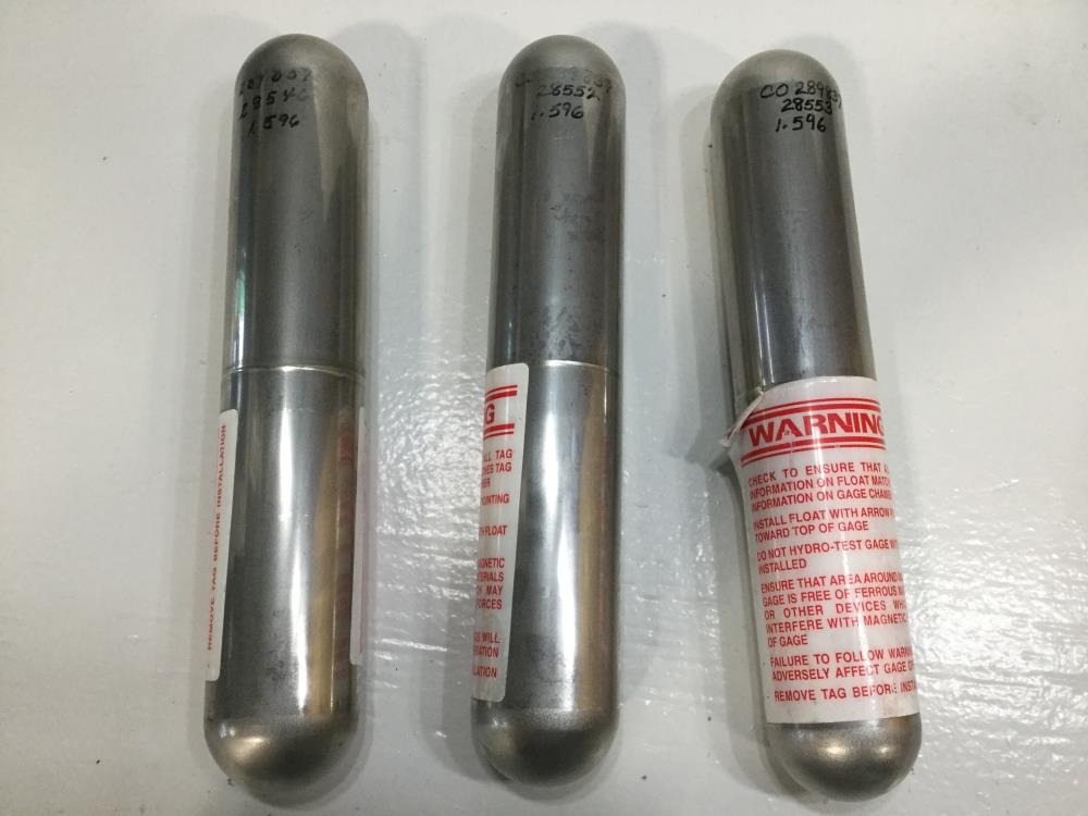 Lot of (3) Jerguson Magnicator Magnetic Level Floats F23S 12 4 .75, Stainless