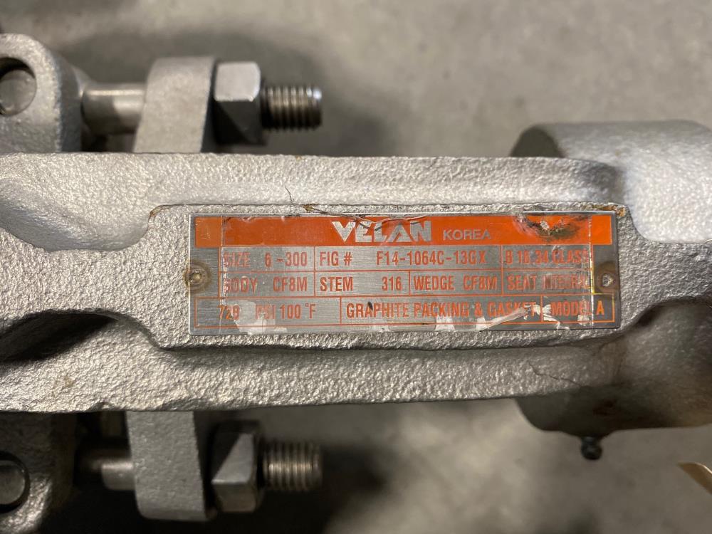 VELAN 6" 300# RF 316SS Flanged Gate Valve F14-1064C-13GX