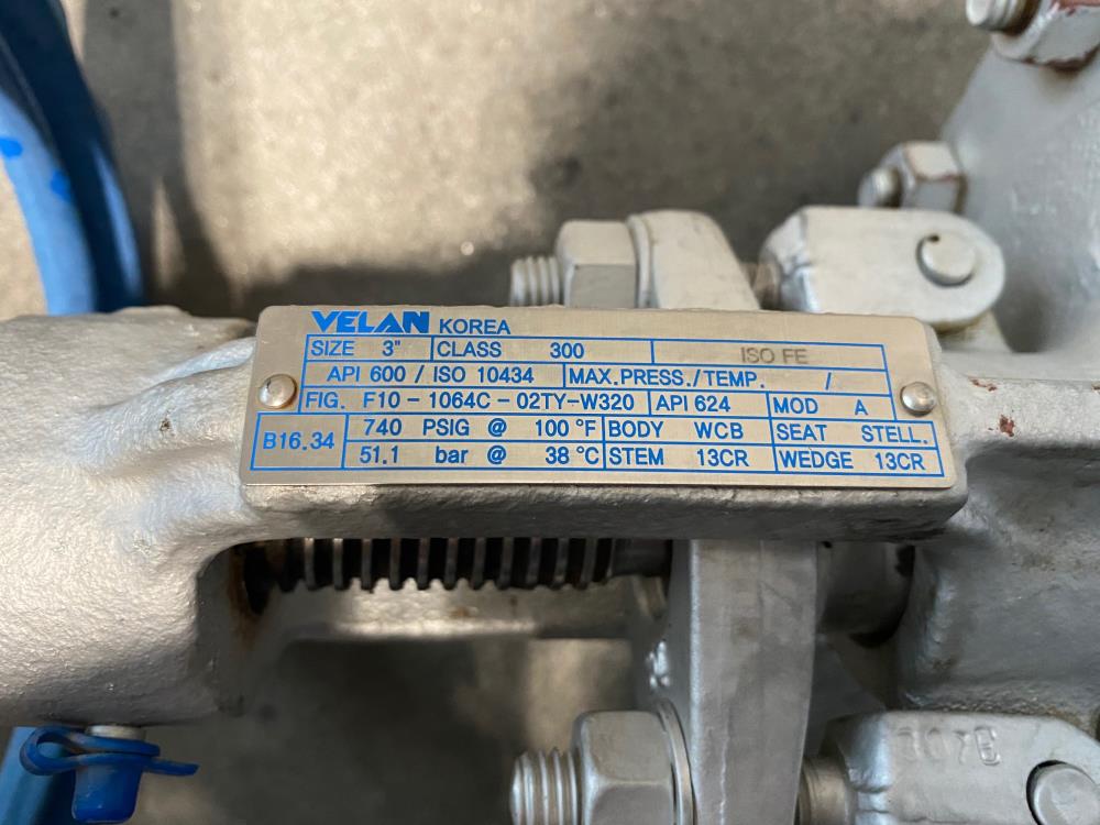 VELAN 3” 300# RF WCB Flanged Gate Valve F10-1064C-02TY-W320