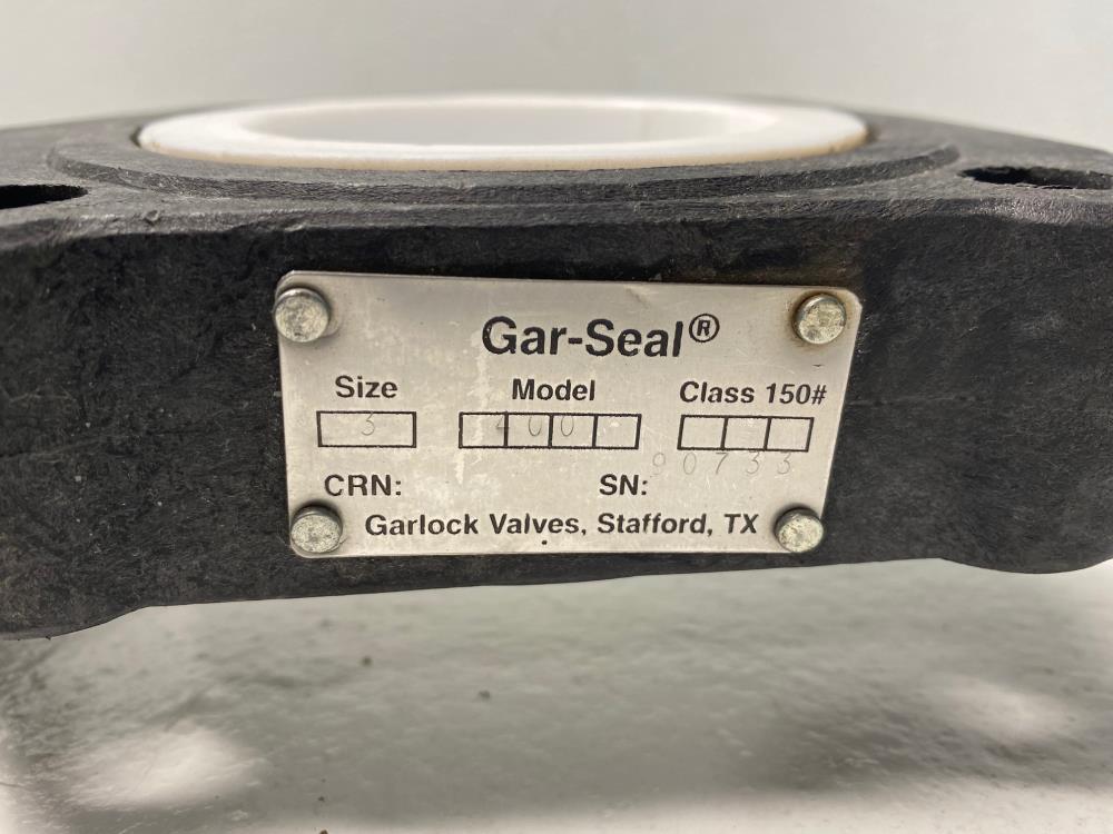 Garlok Gar-Seal 3” 150# Fiberglass Wafer Butterfly Valve, Model 400
