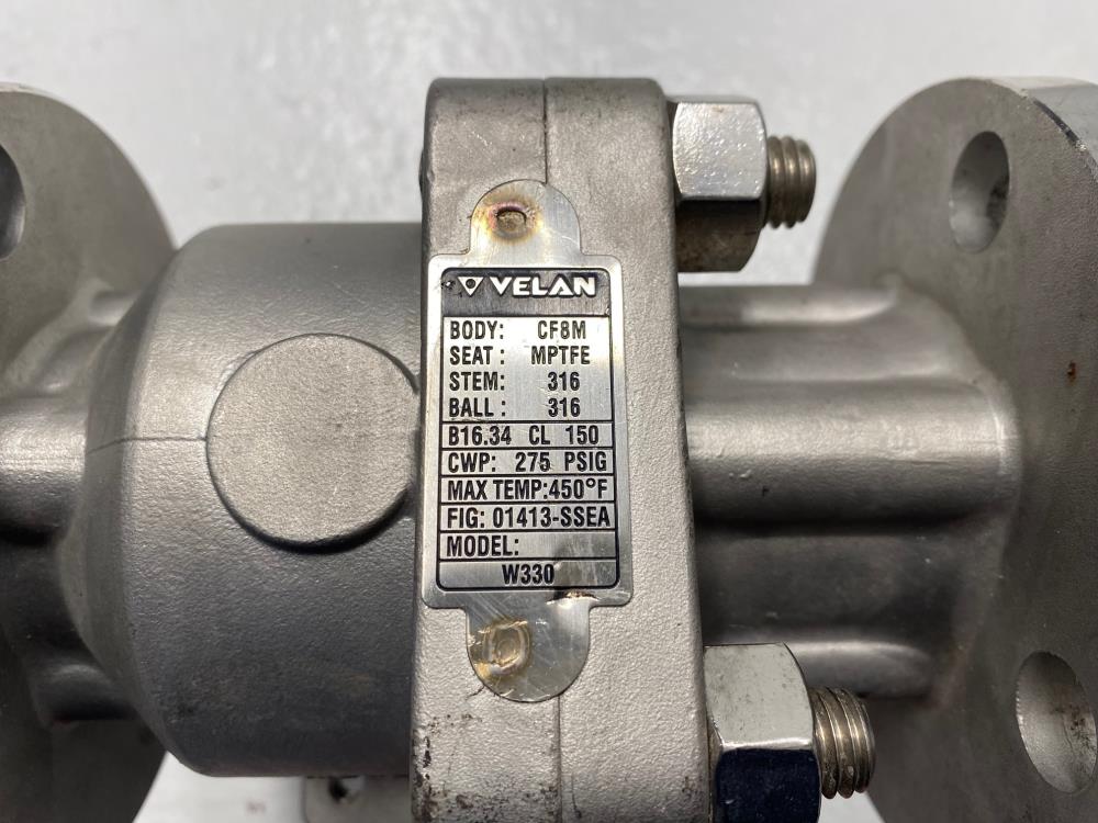 Velan 1-1/2" 150# RF 316SS Full-Port Ball Valve, Figure 01413-SSEA, Model W330