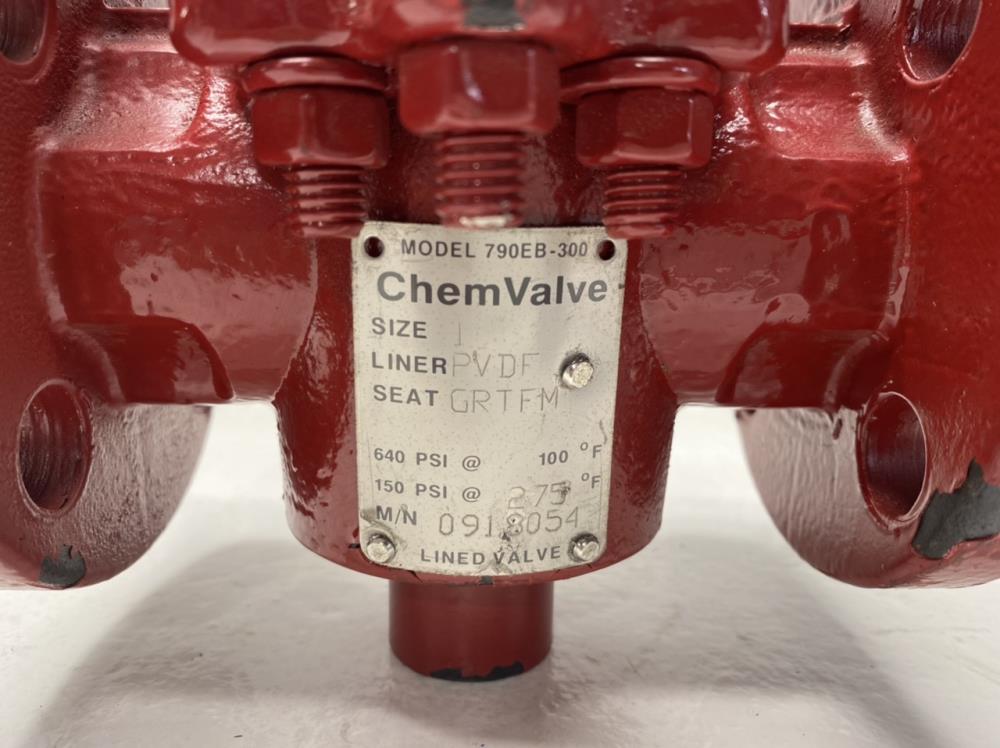 ChemValve 1" 300# WCB 2-Way Plug Valve, PVDF Lined 790EB-300