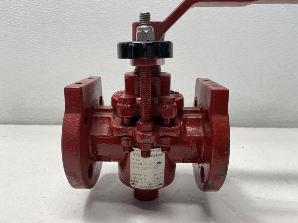 ChemValve 1" 300# WCB 2-Way Plug Valve, PVDF Lined 790EB-300