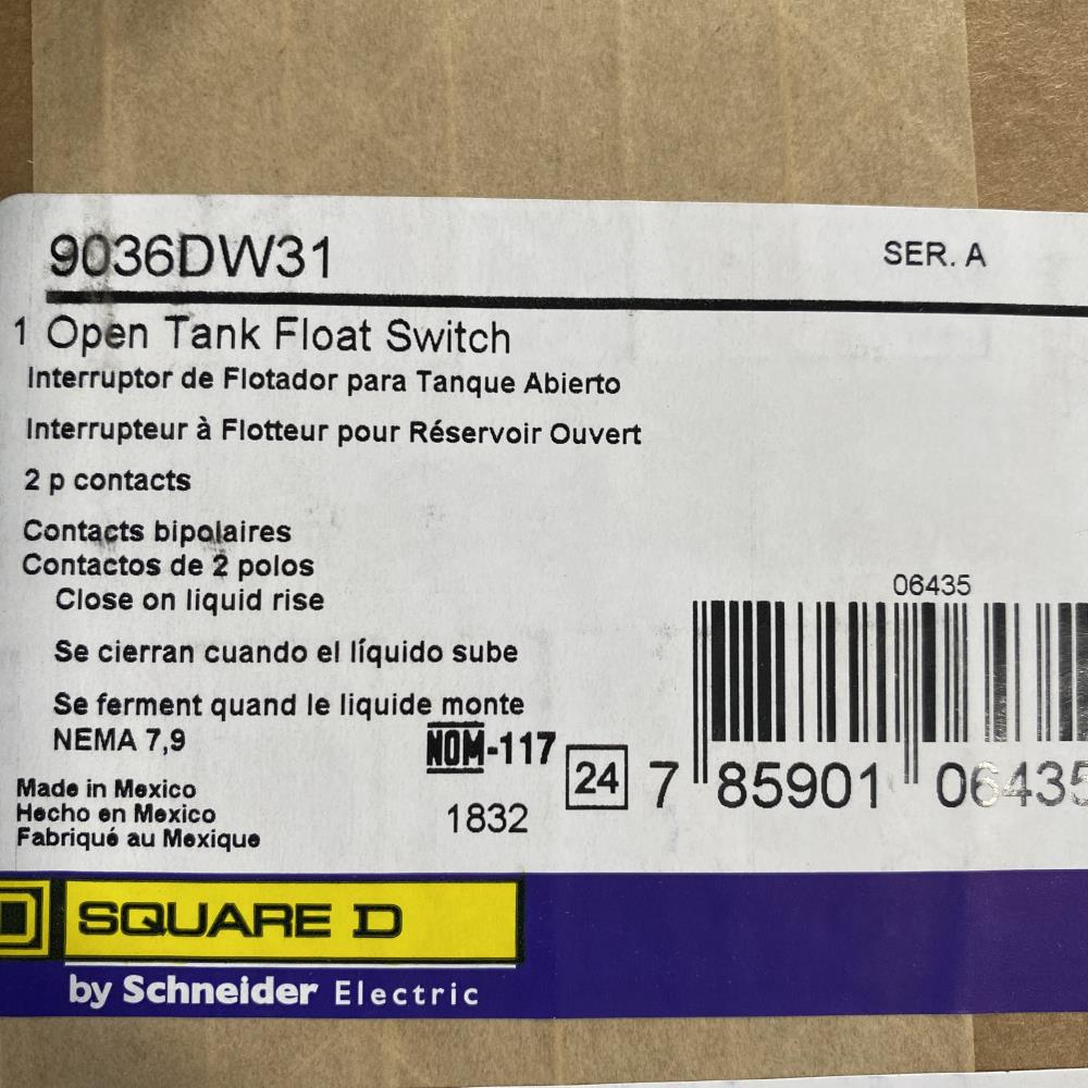 Square D Open Tank Float Switch 9036DW31 w/ Brass Float Rod Accessory Kit 9049A6
