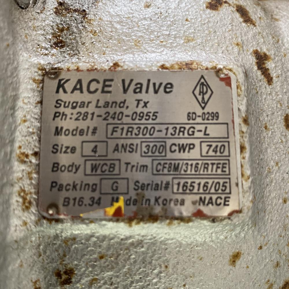 KACE 4” 300# WCB Ball Valve F1R300-13RG-L with Hytork 1371 Actuator