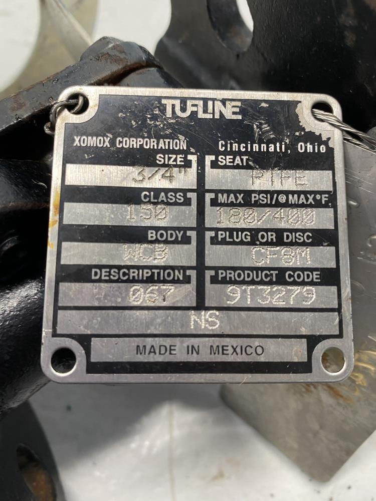 XOMOX Tufline 3/4” 150# WCB Hand Operated Plug Valve 067, 9T3279