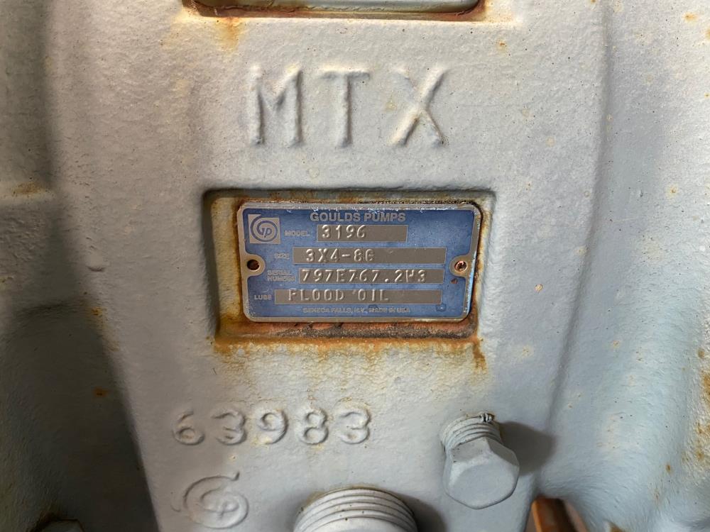 Goulds 3196 MTX Centrifugal Pump, 3"x4"-8G, 316 SS w/ 25 HP Motor (A)