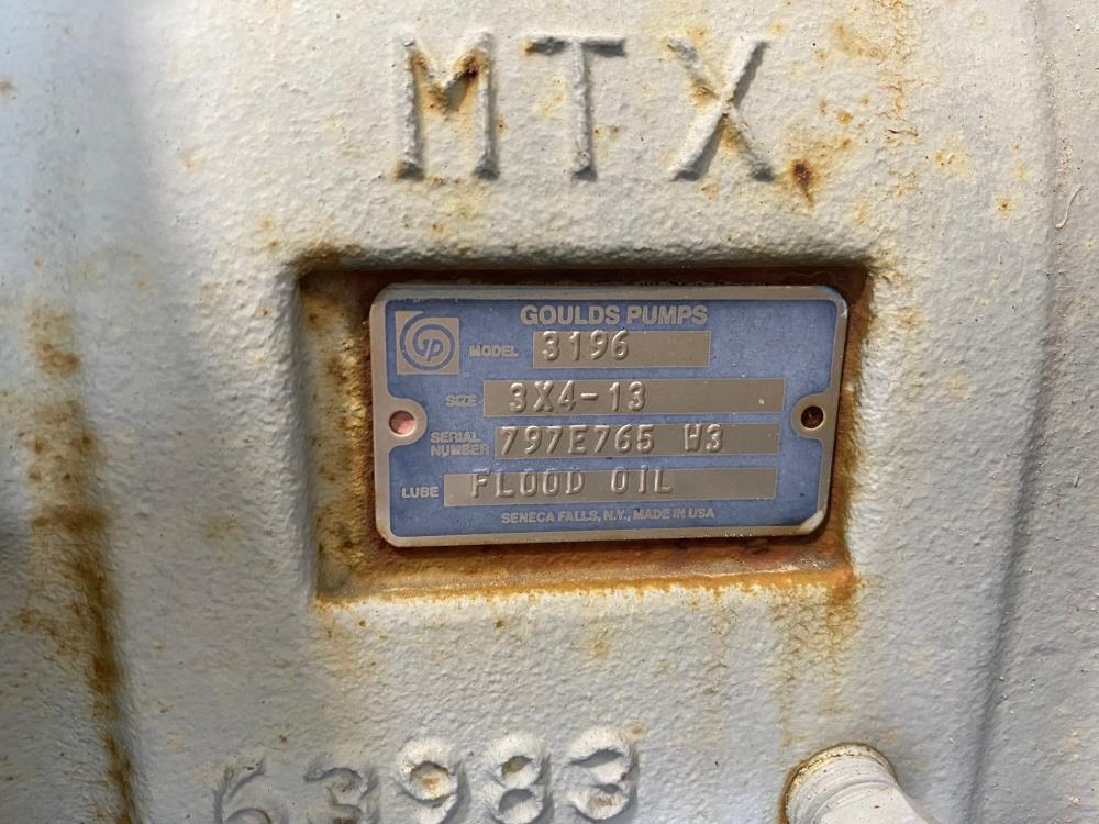 Goulds 3196 MTX Centrifugal Pump, 3"x4"-13", 316 SS w/ 25 HP Motor (C)