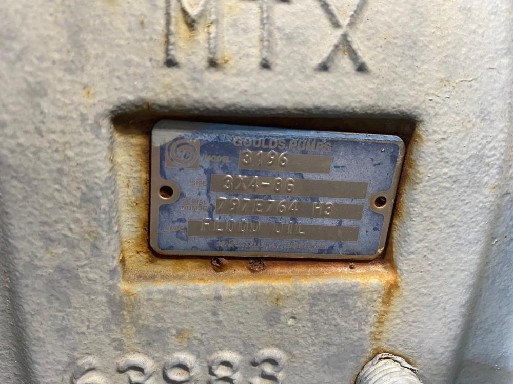 Goulds 3196 MTX Centrifugal Pump, 3"x4"-8G, 316 SS w/ 40 HP Motor (D)