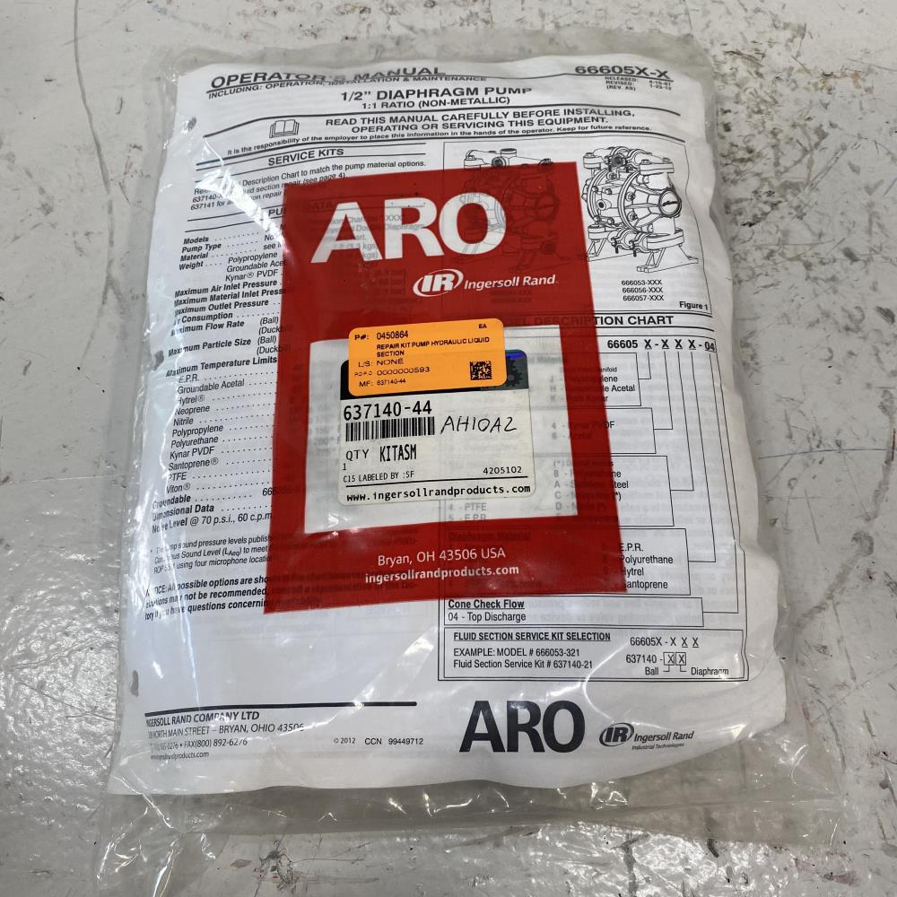 ARO Ingersoll Rand 1/2” Diaphragm Pump Repair Kit 637140-44