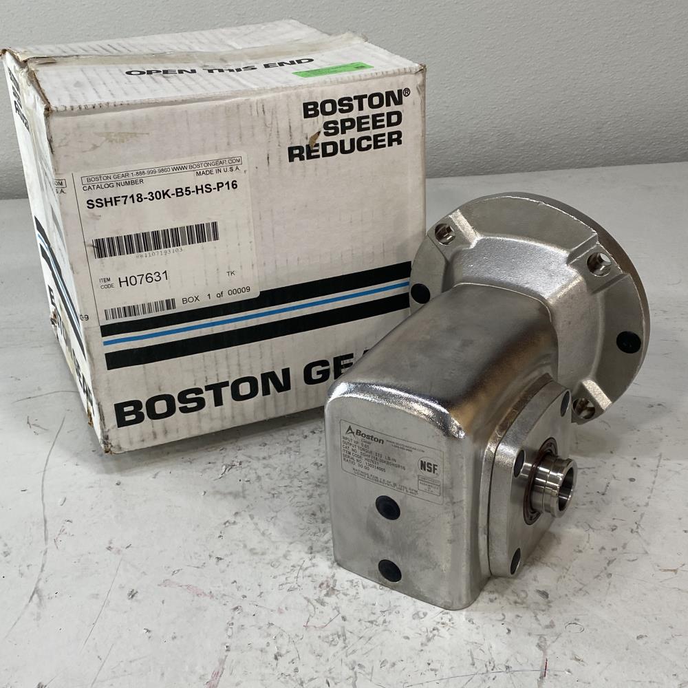 Boston Gear H07631 Worm Gear Speed Reducer, 30:1 Ratio, SSHF718-30KB5HSP16