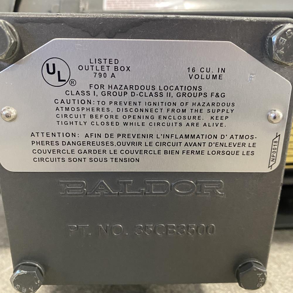 Baldor Electric Motor M7034 for Hazardous Locations 1 HP, 1725 RPM