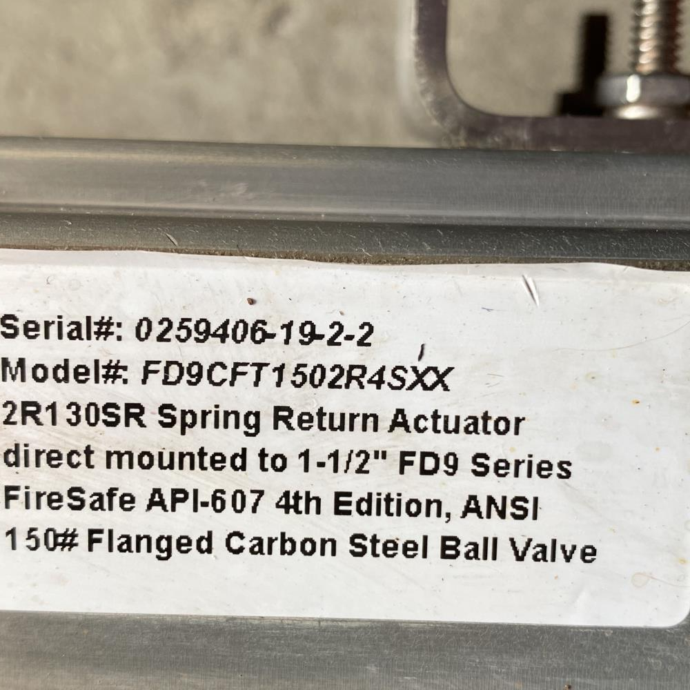 AT Controls 1-1/2” 150# WCB Actuated Floating Ball Valve w/ Triac 130A Actuator