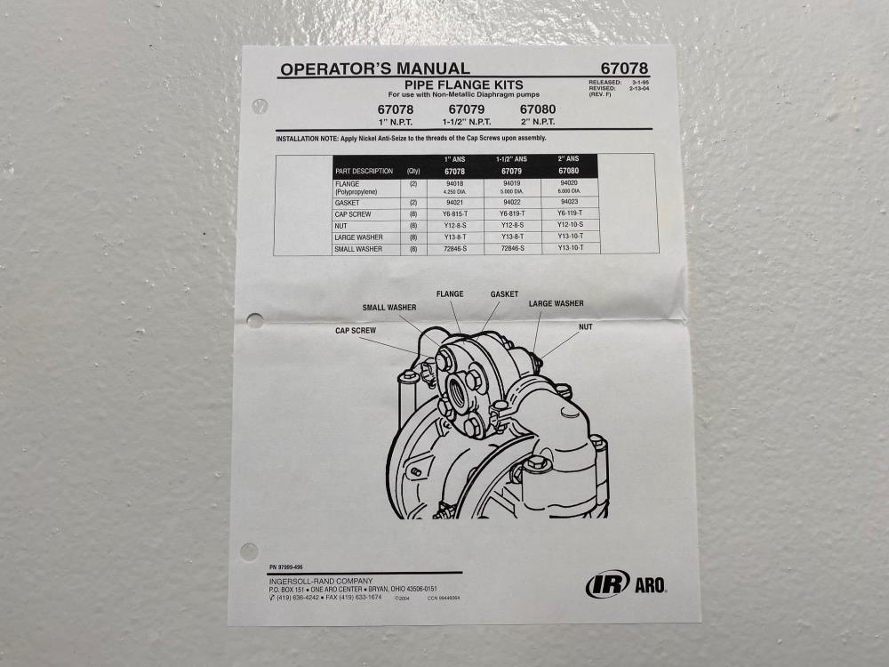 ARO Pump 1” Flange Kit 67078-G, 0422775, AF100, 1" ASM