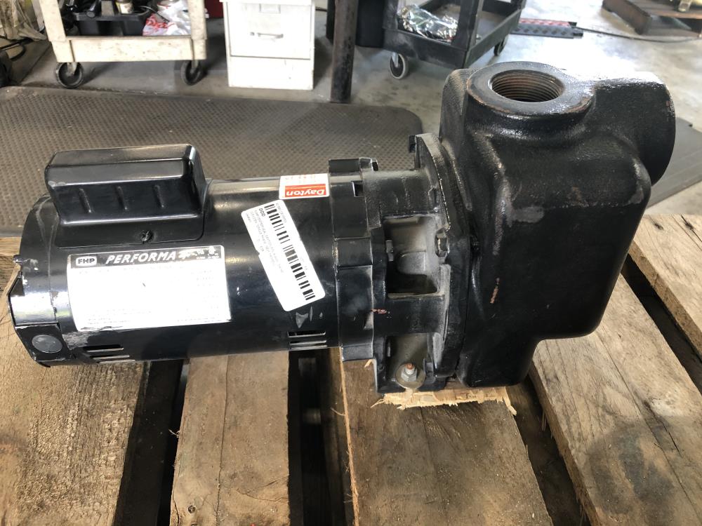 Dayton 1-1/2" NPT CI Self-Priming Centrifugal Pump 4UA69 with .75 HP Motor