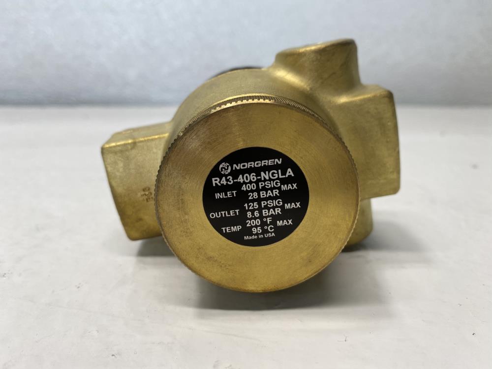 Norgren 1/2" NPT Brass Pressure Regulator R43-406-NGLA