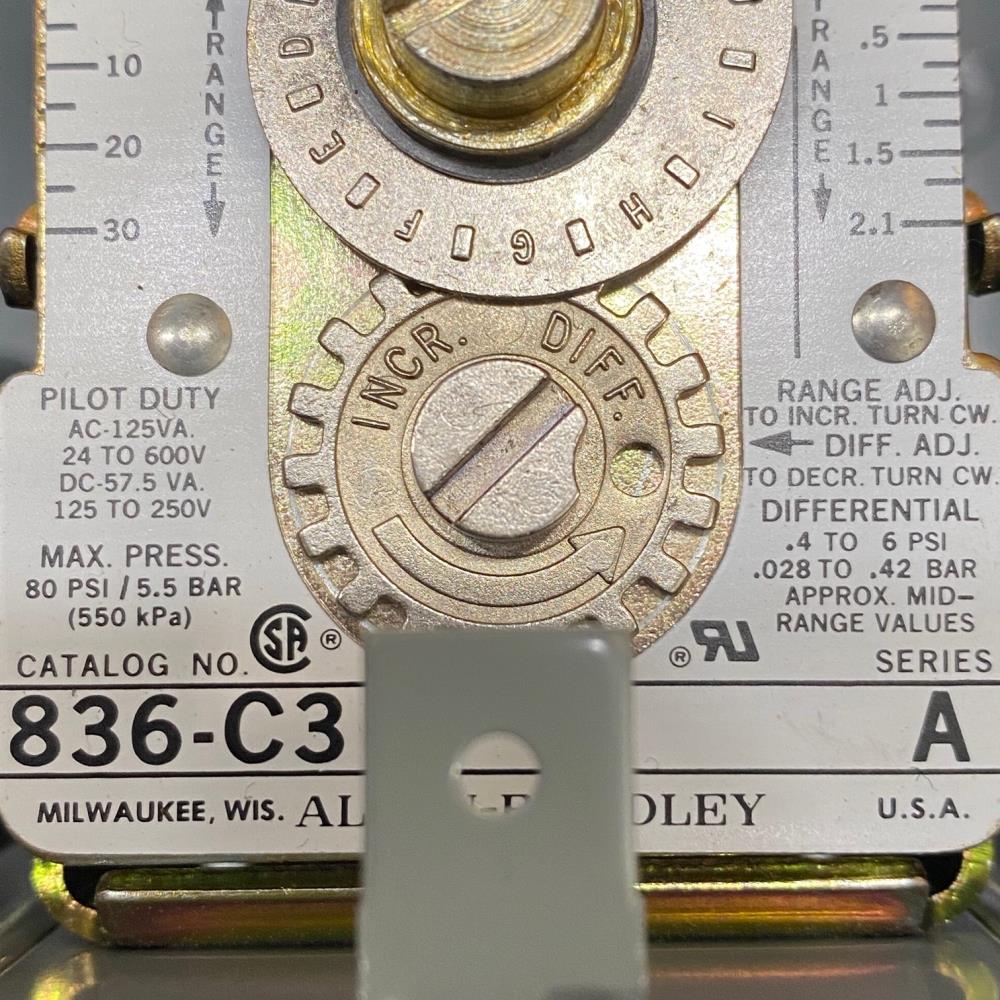Allen Bradley Bulletin 836 Pressure Controller 836-C3J