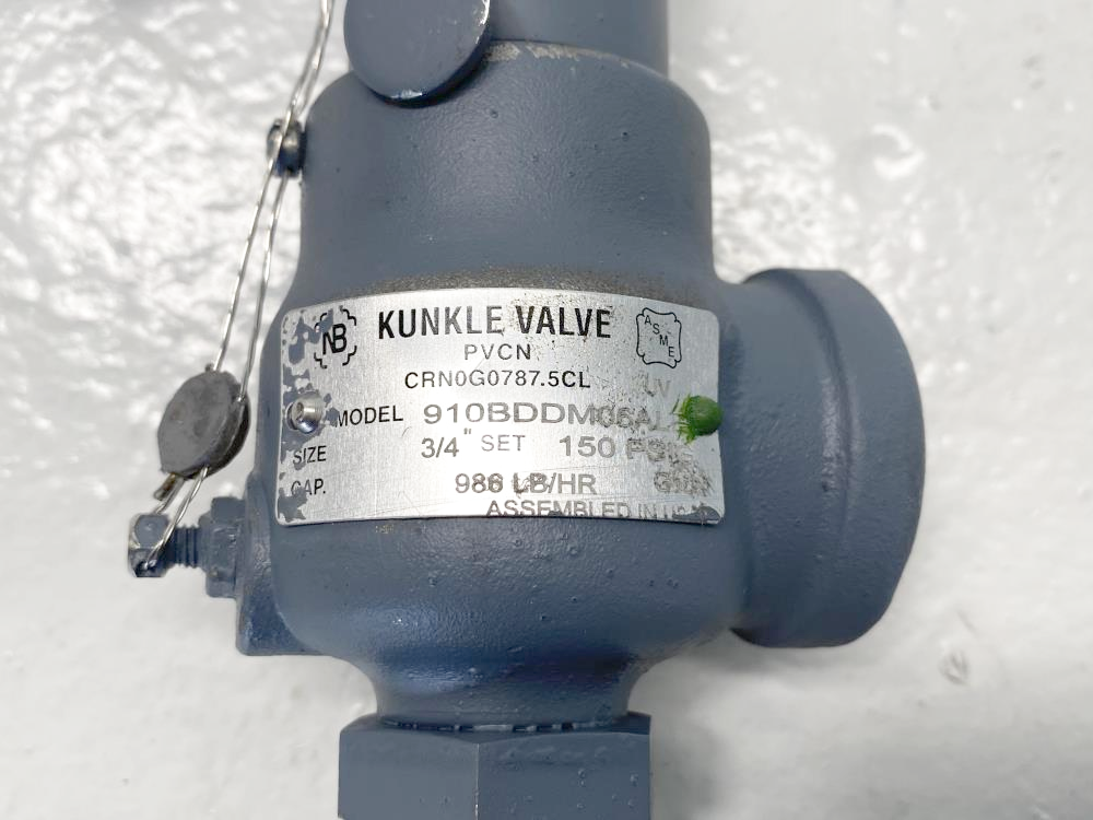 Kunkle 3/4” x 1” NPT 150# WCB Relief Valve 910BDDM06ALE