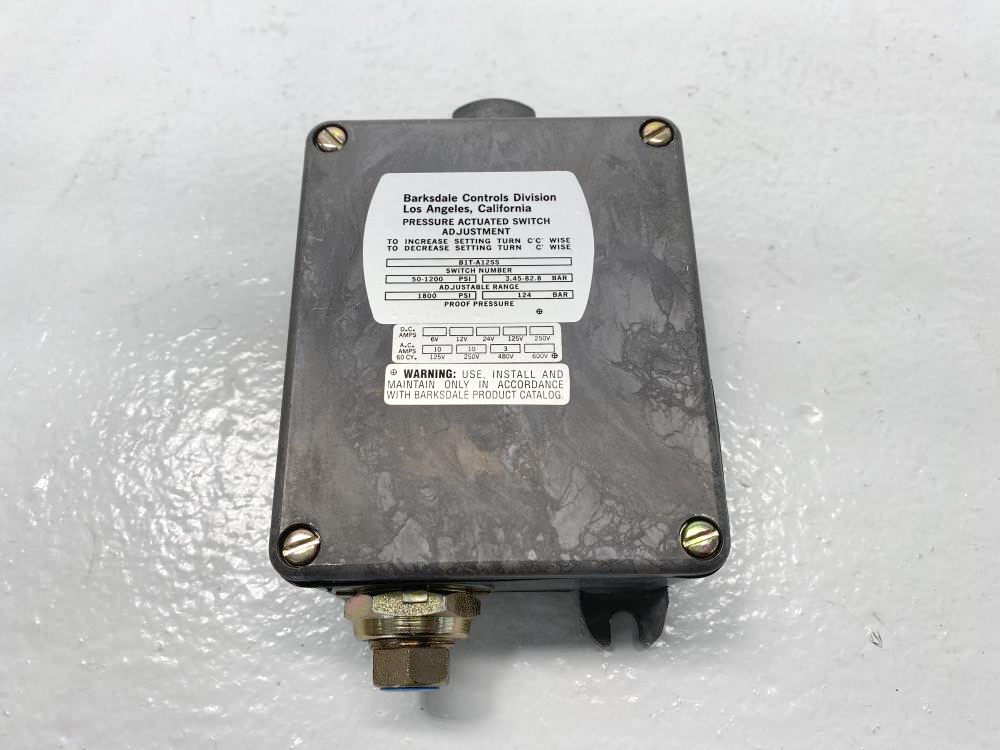 Barksdale 50 to 1200 PSI Pressure Actuated Switch B1T-A12SS