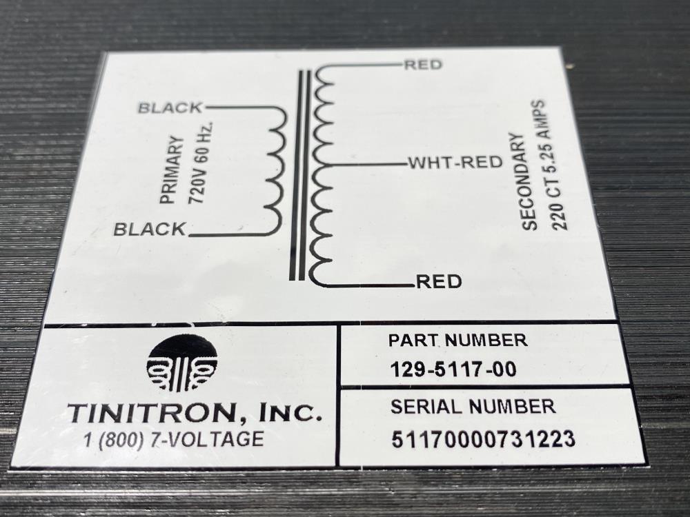 Tinitron Transformer 1.2 KVA; 720 VAC, 220 VAC Secondary, 1219-5117-00