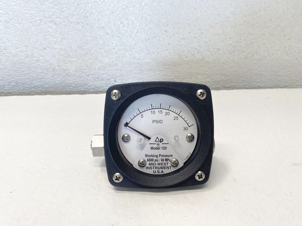 Mid-West 2-1/2” Face, 0-30 PSID Differential Pressure Gauge, 