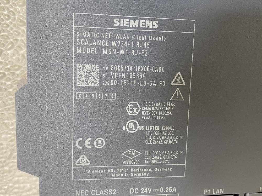 Siemens SIMATIC NET IWLAN Client Module MSN-W1-RJ-E2 Scalance W734-1 RJ45