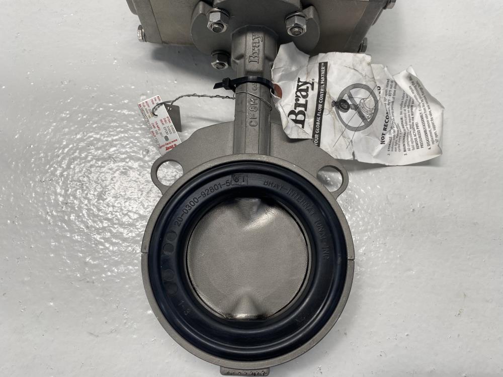 Bray 3” 150# 316SS Actuated Butterfly Valve 93-8035-11305-928 w/ Axiom Monitor