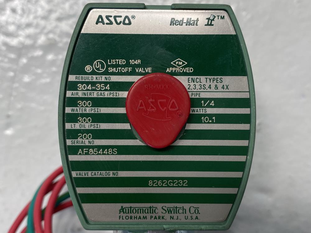 Asco Red-Hat II 1/4” NPT 2-Way Brass Solenoid Valve 8262G232