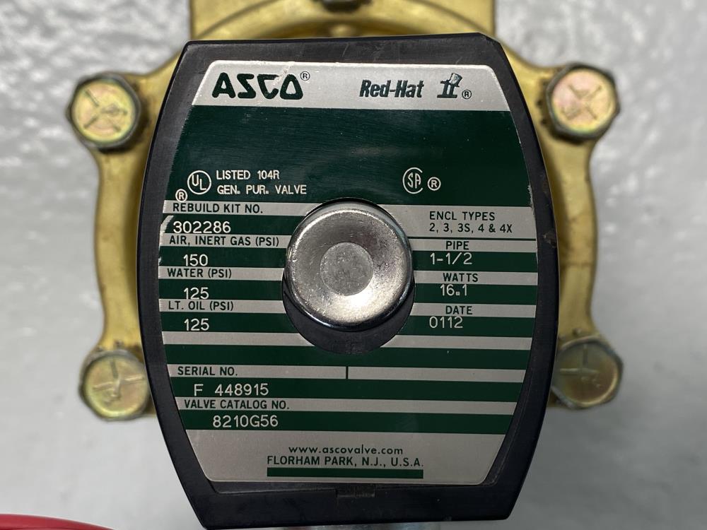 Asco Red-Hat II 1-1/2” NPT 2-Way Brass Solenoid Valve 8210G56